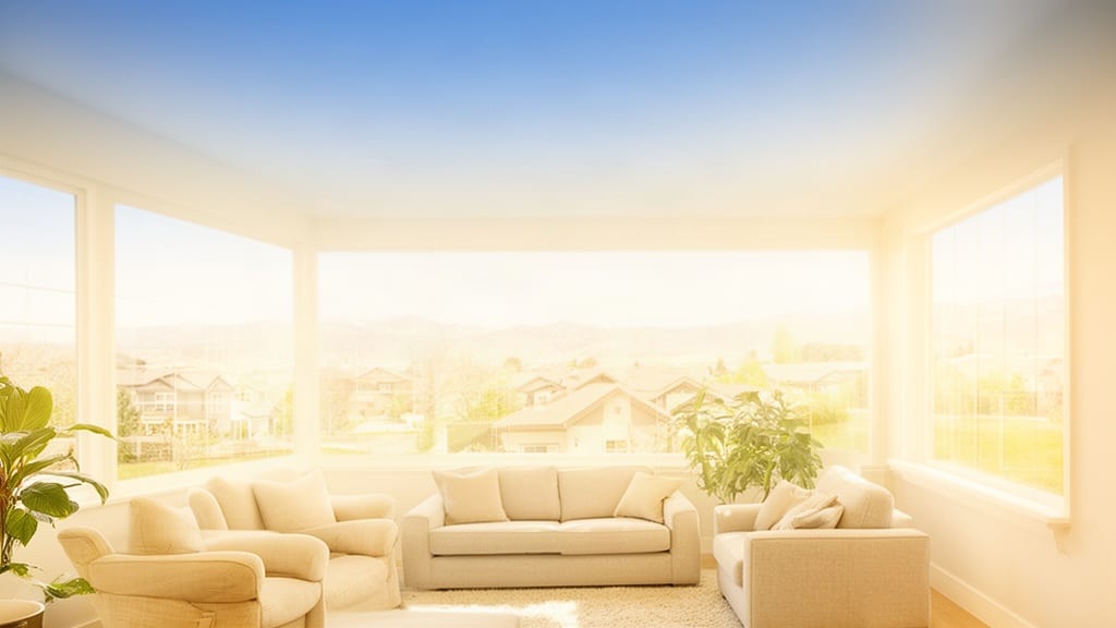 A warm, sunlit living room